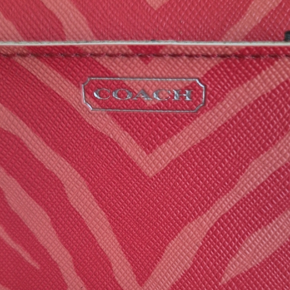 Coach Coral Zebra Print Wallet and Pouch Set - Picture 2 of 16